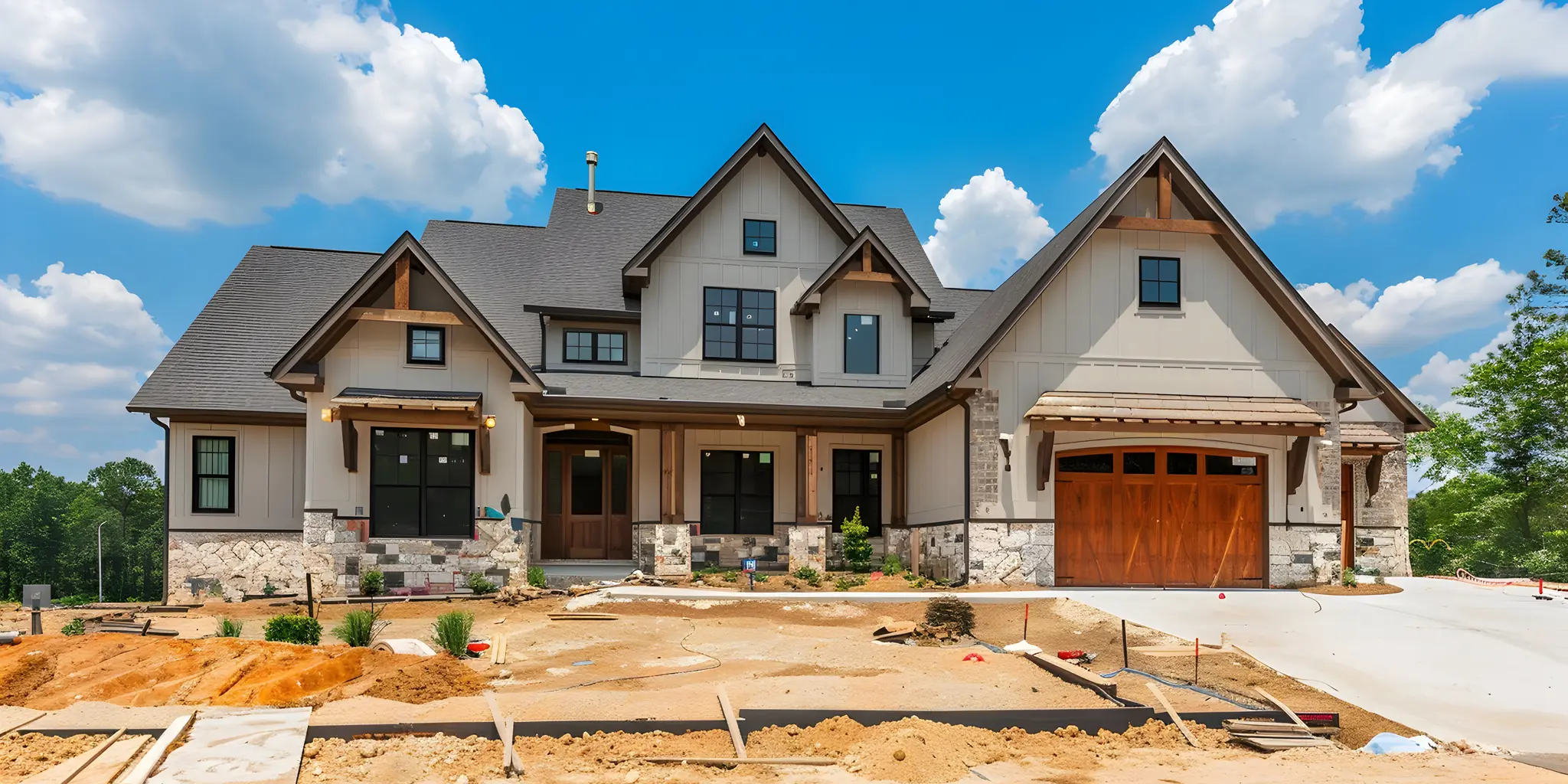 House Construction With Exterior Painting Progress